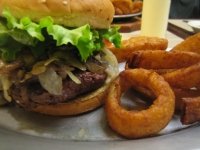 Sauteed Mushroom and Grilled Onion Buffalo Burger