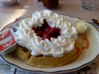 Belgian Waffle w/ Strawberries and Cream